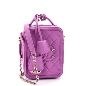 Chanel Filigree Vertical Vanity Case Quilted Caviar